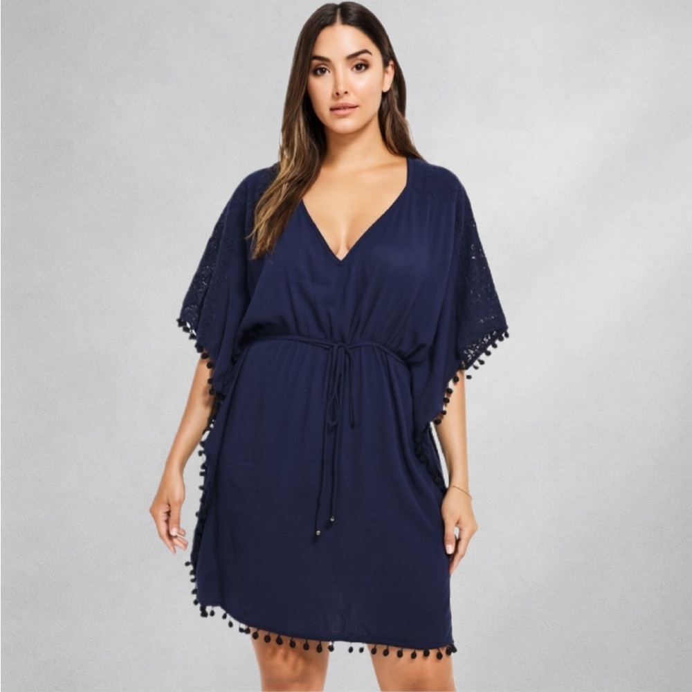 Ariat Navy Blue Pom-Pom Swim Cover-Up